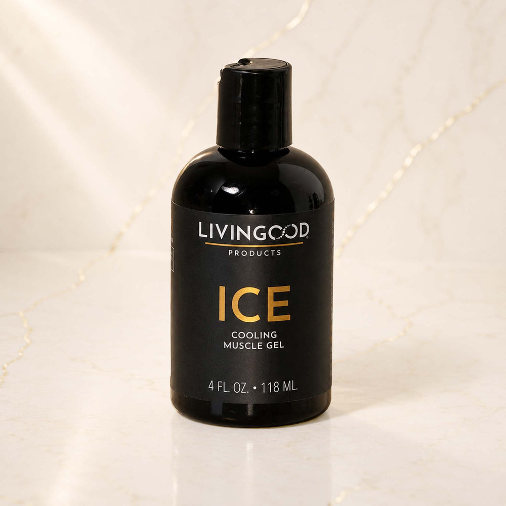 A bottle of Livinggood Products ICE Cooling Muscle Gel, 4 fl. oz.