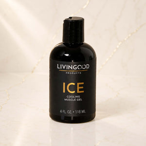 A bottle of Livinggood Products ICE Cooling Muscle Gel, 4 fl. oz.